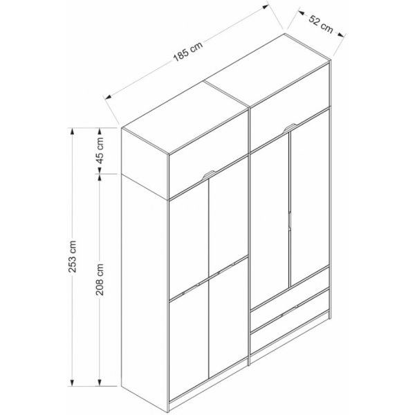 Armoire Elina 185 x 52 x 253 cm - Blanc/marron Armoire Elina 185 x 52 x 253 cm - Blanc/marron