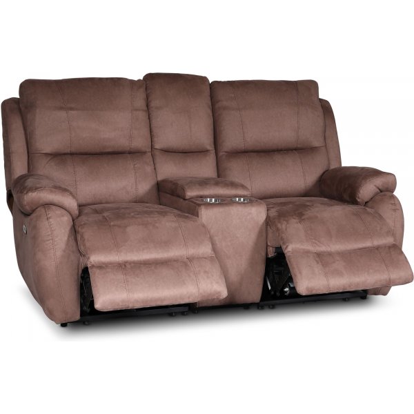 Canap Enjoy Hollywood Cinema - Fauteuil inclinable 2 places (lectrique) en tissu microfibre marron