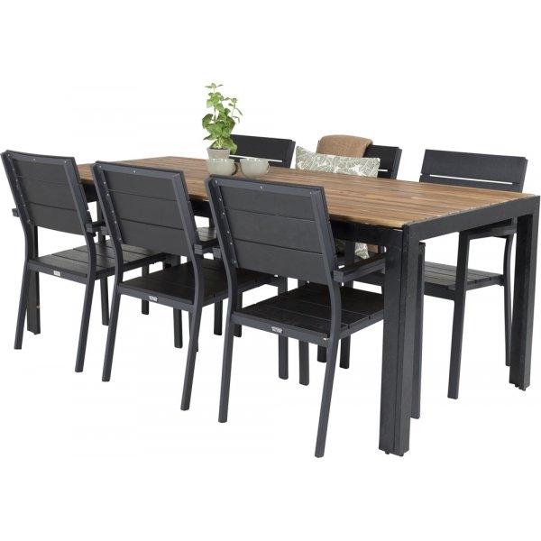 Bois utematgrupp med 6 st Levels stolar - Svart/Natur