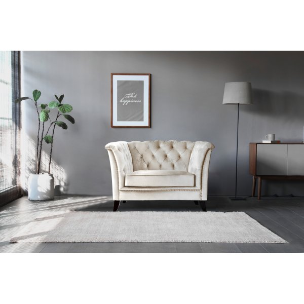 Ftlj chesterfield beige sammet - Milton