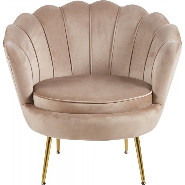 Fauteuil in donkerbeige fluweel/messing - Kingsley Fauteuil in donkerbeige fluweel/messing - Kingsley