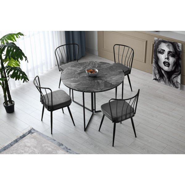 Ensemble de chaises Ylva - Noir/gris fonc