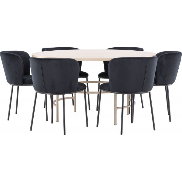 Matbord Copenhagen med 6 st Edina stolar - Beige/whitewash + 6.00 x Stolsdyna Matbord Copenhagen med 6 st Edina stolar - Beige/whitewash + 6.00 x Stolsdyna