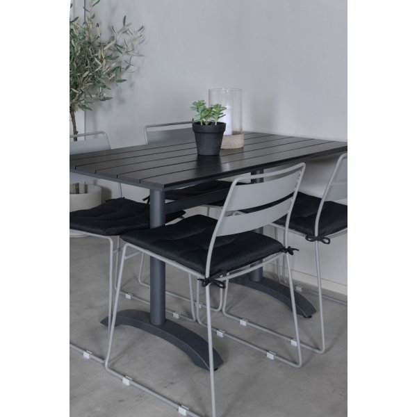 Denver utematgrupp med 4 st Lina stolar - Svart/Grå Denver utematgrupp med 4 st Lina stolar - Svart/Grå