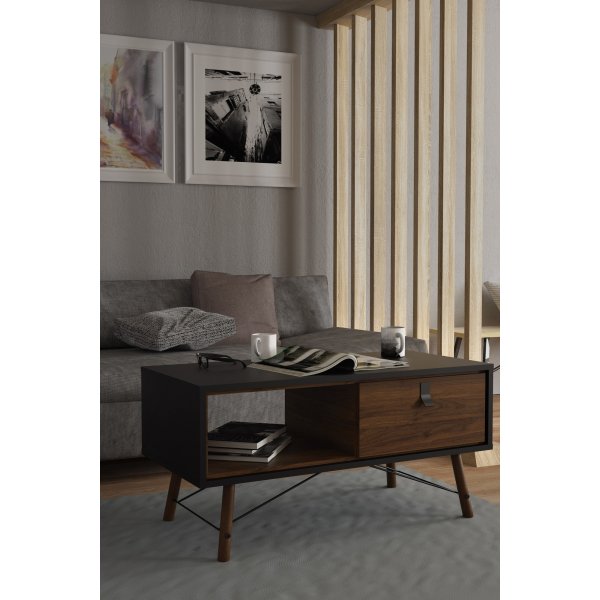 Table basse Ry 101,8 x 48,2 cm - Noir/noyer