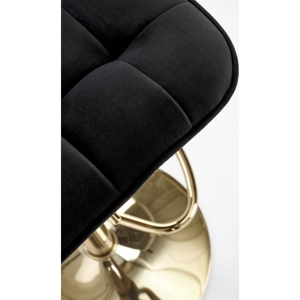 Barstol svart sammet med guldfot - Sitthöjd 62-84 cm Barstol svart sammet med guldfot - Sitthöjd 62-84 cm