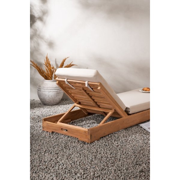 Kenya solsäng - Beige/Teak Kenya solsäng - Beige/Teak