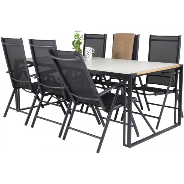 Texas utematgrupp med 6 st Break stolar - Svart/Gr/Natur