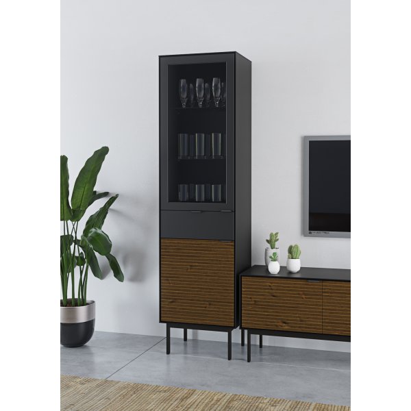 Soma vitrinekast met glazen deur - Zwart/espresso