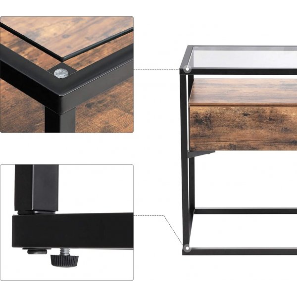 Eddie bijzettafel 43 x 43 cm - Bruin/zwart