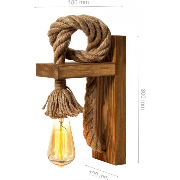 Wandlamp met touw en hout Wandlamp met touw en hout