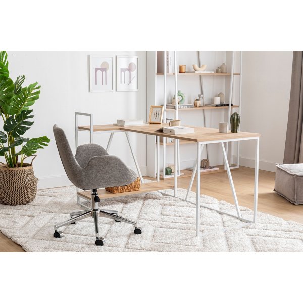 Bureau d\\\'angle Lissa 140 x 90 cm - Chêne saphir/blanc Bureau d\\\'angle Lissa 140 x 90 cm - Chêne saphir/blanc