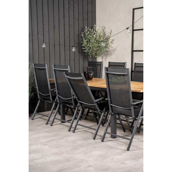 Panama utematgrupp med 8 st Break stolar - Svart/Natur Panama utematgrupp med 8 st Break stolar - Svart/Natur