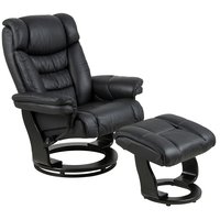 Abel recliner-fåtölj med fotpall - Svart skinn Abel recliner-fåtölj med fotpall - Svart skinn