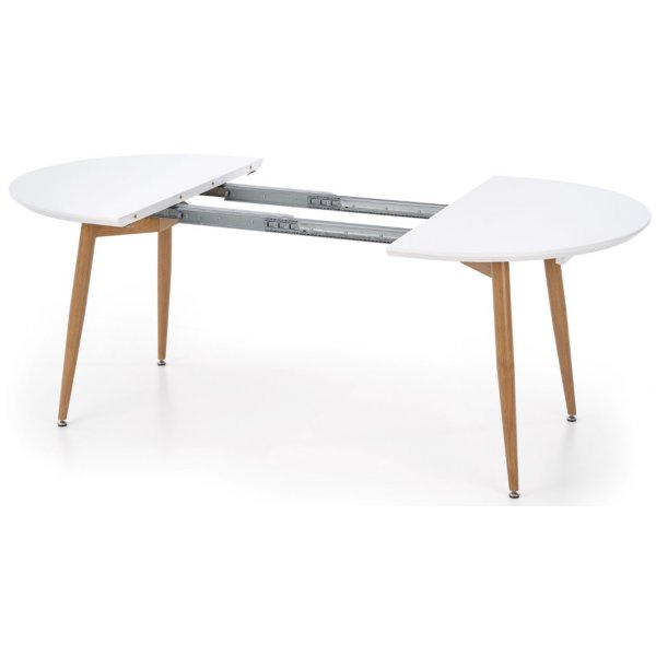 Paloma uitschuifbare eettafel 120-200 cm - Wit (Hoogglans) / Eiken