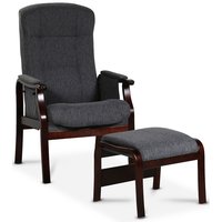Marsta fåtölj med fotpall - Grå / Mahogny Marsta fåtölj med fotpall - Grå / Mahogny