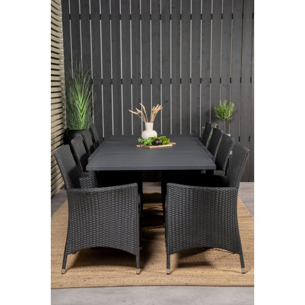 Marbella utematgrupp med 8 st Knick stolar - Svart