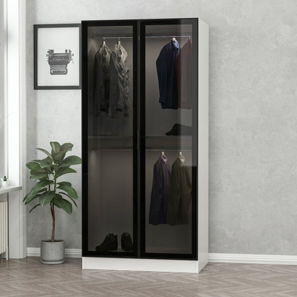 Cavolo garderob 90 cm - Vit/svart Cavolo garderob 90 cm - Vit/svart