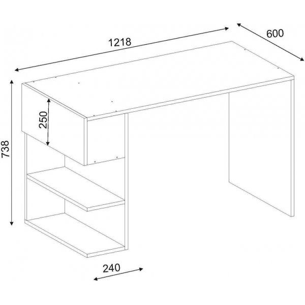 Alphonzo skrivbord 121,8x60 cm - Vit/valnt