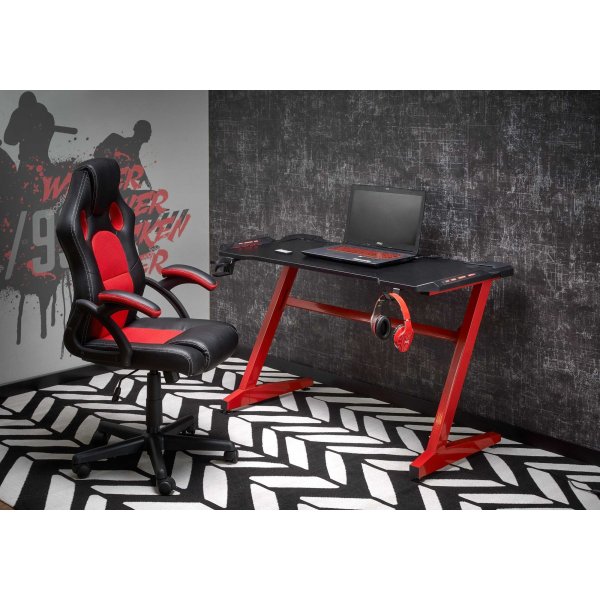 Bureau cage à thé 122x60 cm - Noir/rouge Bureau cage à thé 122x60 cm - Noir/rouge