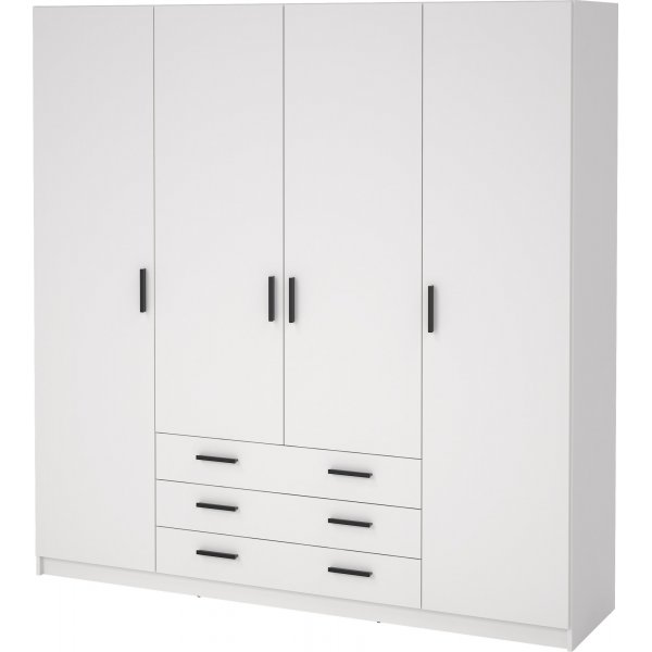 Armoire Sprint avec 4 portes et 3 tiroirs - Blanc Armoire Sprint avec 4 portes et 3 tiroirs - Blanc