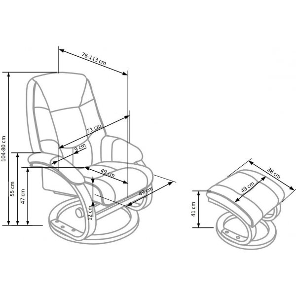 Massageftlj med fotpall i svart pu - Lanzer + Textilrengring fr mbler
