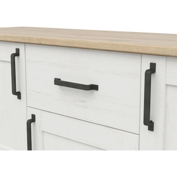 Buffet Loksa 148 cm - Pin blanc/chne
