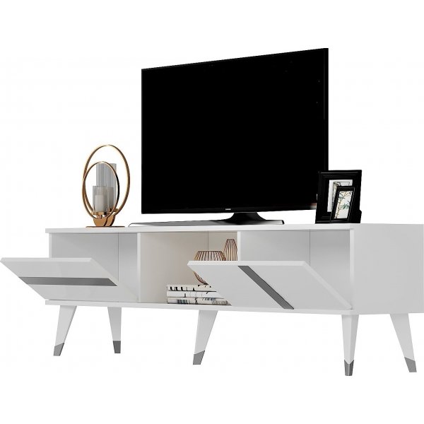 Banc multimédia Vania - Blanc/argent Banc multimédia Vania - Blanc/argent