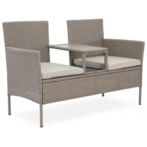 Utesoffa / Duosoffa i beige rotting Utesoffa / Duosoffa i beige rotting