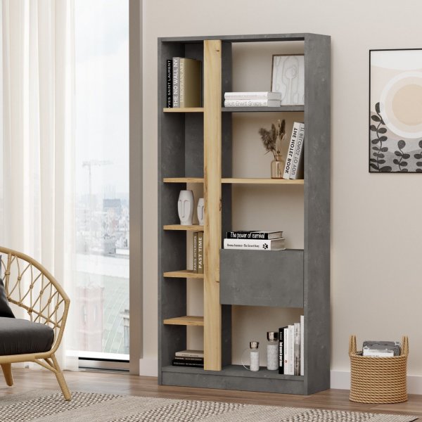 Luvio bokhylla 21 - Ek/silver Luvio bokhylla 21 - Ek/silver