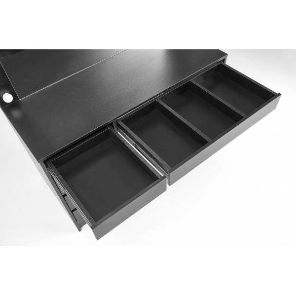 Facada svart sminkbord med spegel och LED-belysning Facada svart sminkbord med spegel och LED-belysning