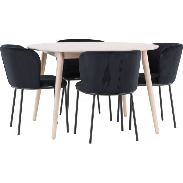 Matbord Flora med 4 st Edina stolar - Svart/whitewash Matbord Flora med 4 st Edina stolar - Svart/whitewash