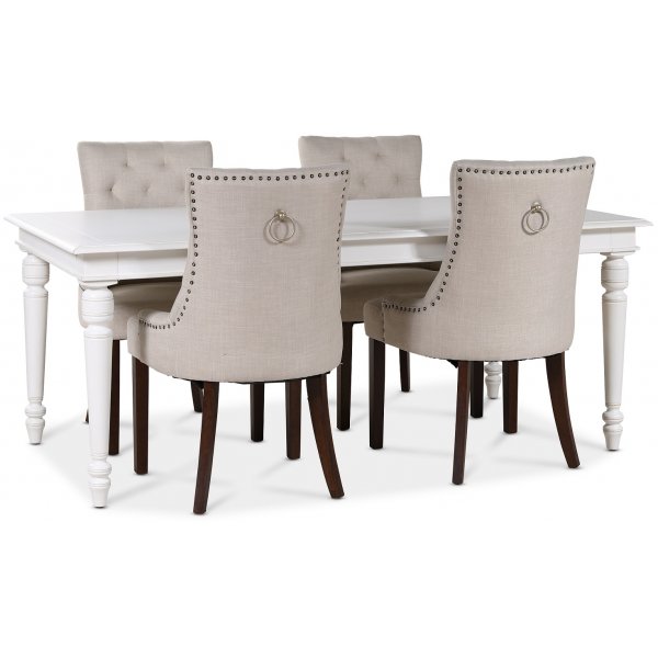 Matgrupp; Bord 180x90 cm med 4 st beige Tuva stolar