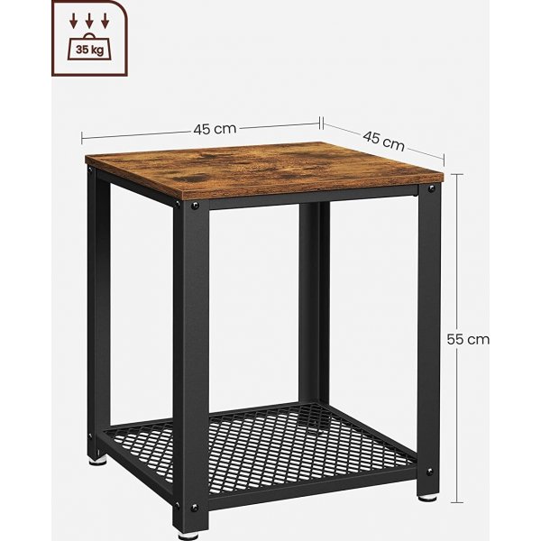 Freddie bijzettafel 45 x 45 cm - Bruin/zwart