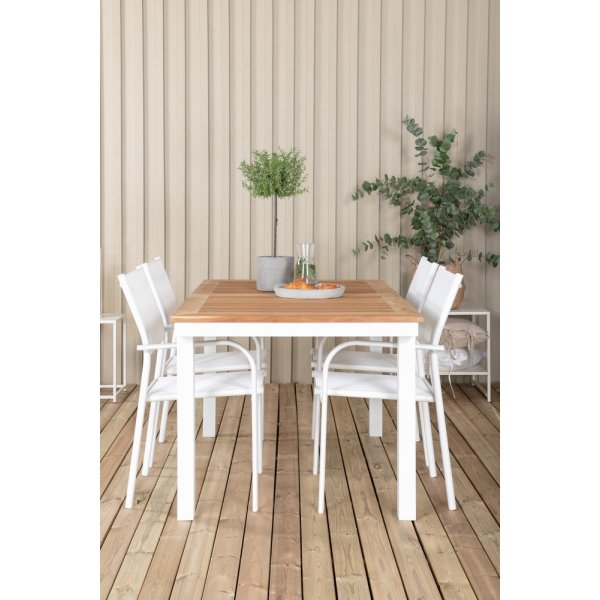 Panama utematgrupp med 4 st Santorini stolar - Natur/Vit Panama utematgrupp med 4 st Santorini stolar - Natur/Vit