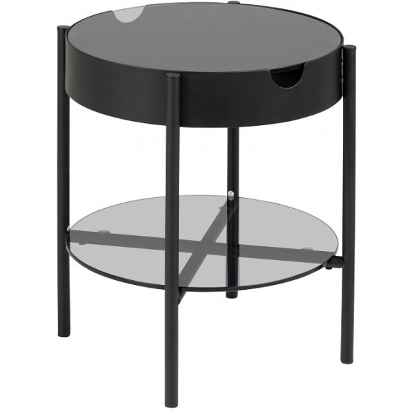 Tipton sidobord Ø45 cm - Glas/Svart Tipton sidobord Ø45 cm - Glas/Svart