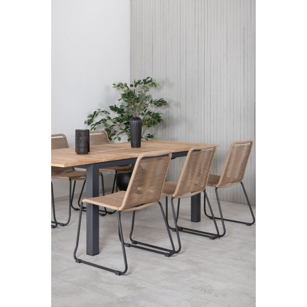 Panama utematgrupp med 6 st Lindos stolar - Beige/Svart/Natur Panama utematgrupp med 6 st Lindos stolar - Beige/Svart/Natur
