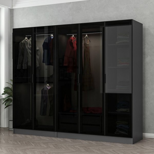 Armoire Cavolo 225x52x190 cm - Anthracite/noir Armoire Cavolo 225x52x190 cm - Anthracite/noir
