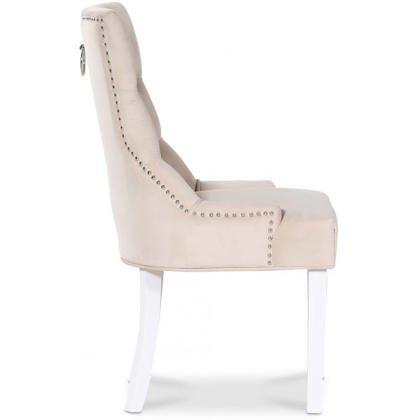 Paris matgrupp vitt bord med 4 st Tuva Decotique stolar i beige sammet med rygghandtag Paris matgrupp vitt bord med 4 st Tuva Decotique stolar i beige sammet med rygghandtag