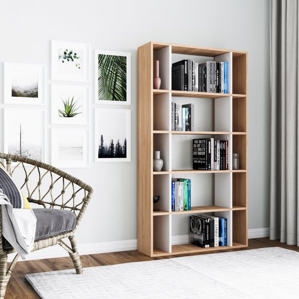 Bibliothèque Sanborn - Chêne/blanc Bibliothèque Sanborn - Chêne/blanc