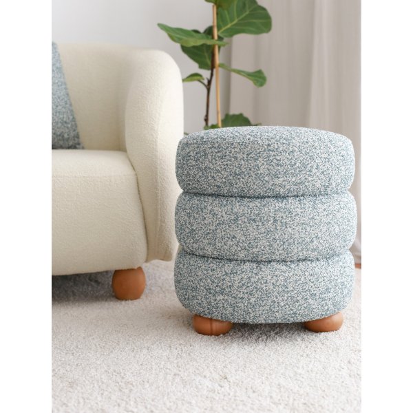Pouf Boum sur pieds - Bleu/gris