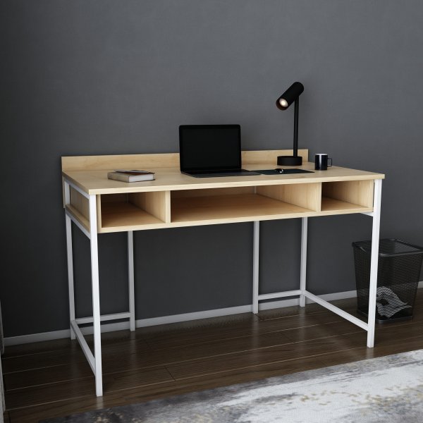 Bureau Alma 120 x 60 cm - Blanc/chêne Bureau Alma 120 x 60 cm - Blanc/chêne