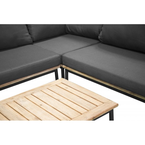 Groupe de salon Andorra - Noir/acacia Groupe de salon Andorra - Noir/acacia