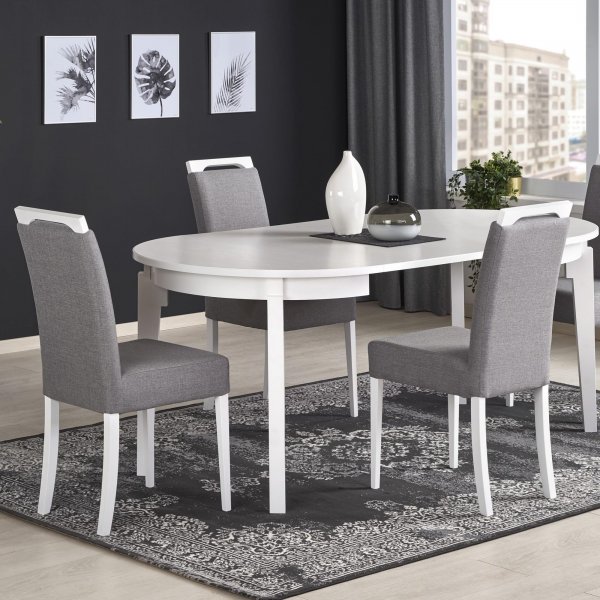 Daly ronde eettafel uitschuifbaar 100-200 cm - Wit gebeitst fineer Daly ronde eettafel uitschuifbaar 100-200 cm - Wit gebeitst fineer