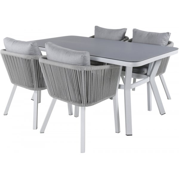 Virya utematgrupp med 4 st Virya stolar - Grå/Vit Virya utematgrupp med 4 st Virya stolar - Grå/Vit