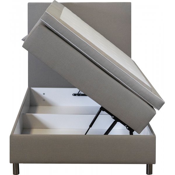 Accent boxbed s�ng med f�rvaring och s�nggavel - 120 x 200 cm - Beige
