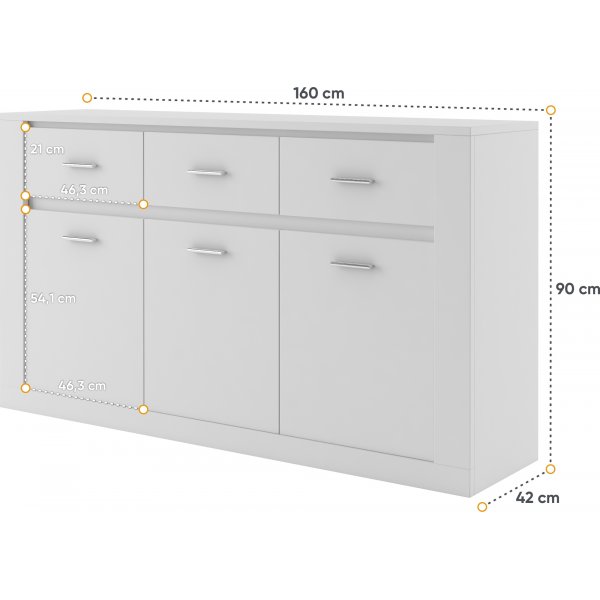 Mervyn svart skänk 160 cm bred + Textilrengöring för möbler Mervyn svart skänk 160 cm bred + Textilrengöring för möbler