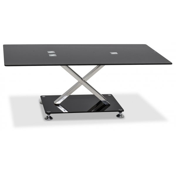 Safiren soffbord 120 x 65 cm - Krom/Svart glas
