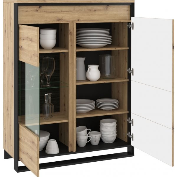 Quant kast met glazen deur - Ambachtelijk eiken/zwart Quant kast met glazen deur - Ambachtelijk eiken/zwart