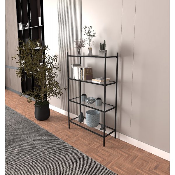 Marta bokhylla - Svart/glas Marta bokhylla - Svart/glas